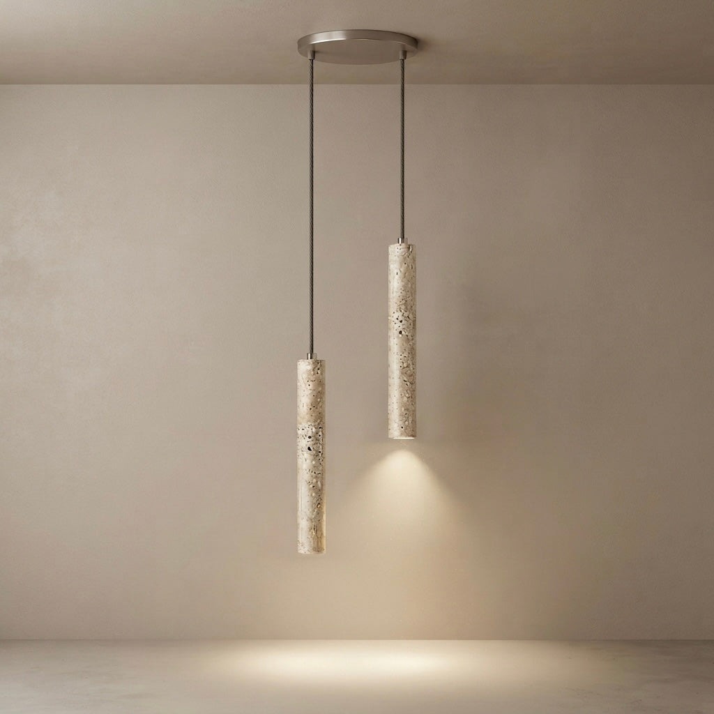 Rin Tube, Linear, Architectural, Travertine, Contemporary, Slim