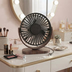 Meridian Compact Wood-Accented USB Desk Air Circulator Fan
