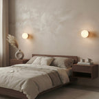 Raku Orbit, Circular, Modern, Travertine, Minimalist, Wall Light