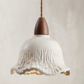 Rina Bell, Sculptural Travertine Vertical Ridged Pendant