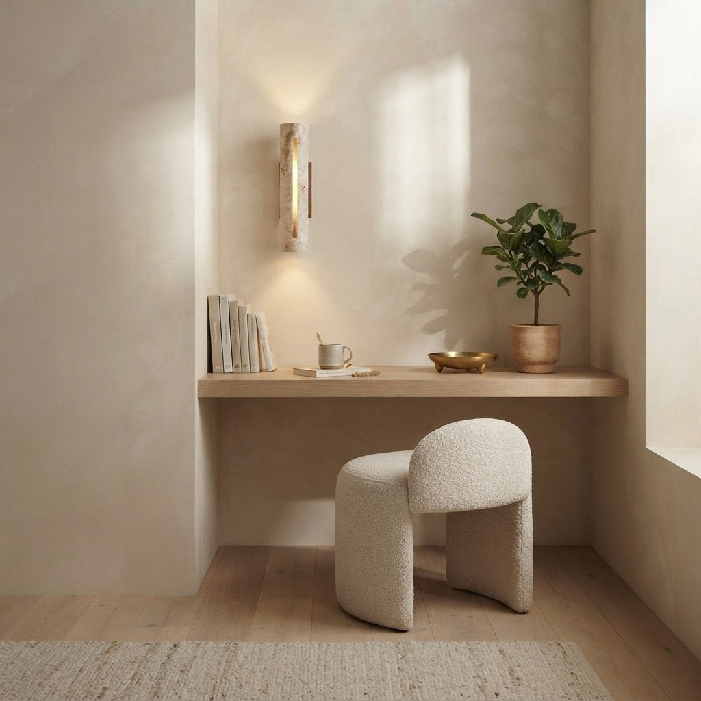Hinokiya, Japandi, Travertine, Wall Light, Minimalist, Organic