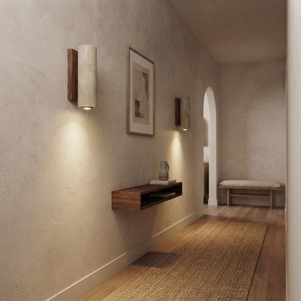 Sayuri, Ambient, Minimalist, Wall Light, Travertine, Boutique