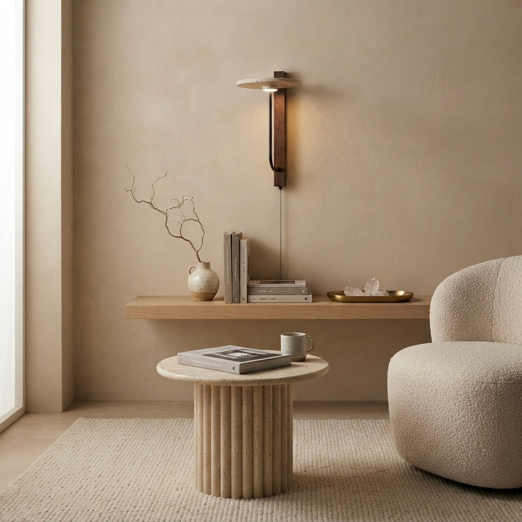 Yuzuki, Sculptural, Japandi, Sconce, Natural, Stone