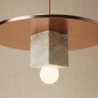 Sora Disc, Minimalist, Japandi, Pendant Light, Travertine, Wood