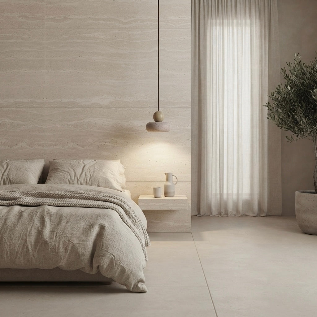 Ishi Oval, Organic, Modern, Travertine, Minimalist, Pendant Light