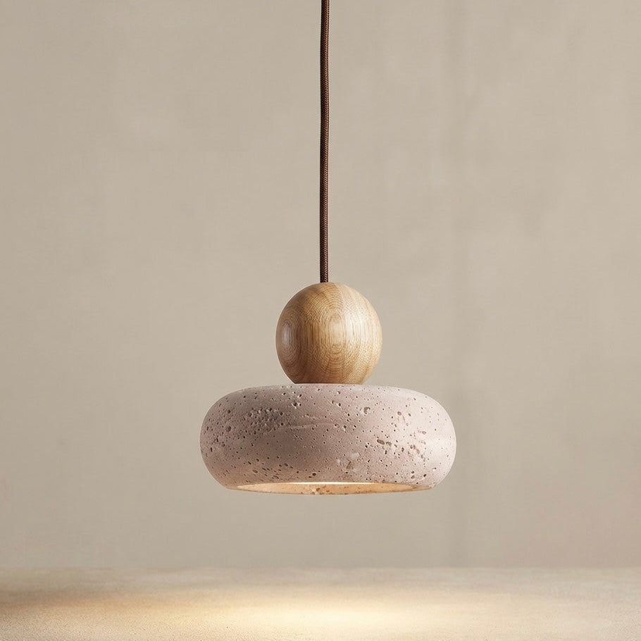 Ishi Oval, Organic, Modern, Travertine, Minimalist, Pendant Light