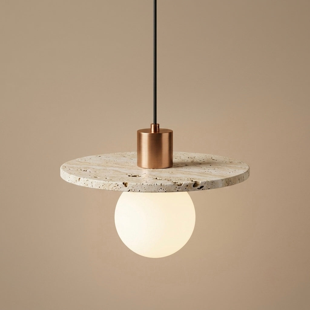 Má Arc, Architectural, Travertine, Pendant, Contemporary, Earthy