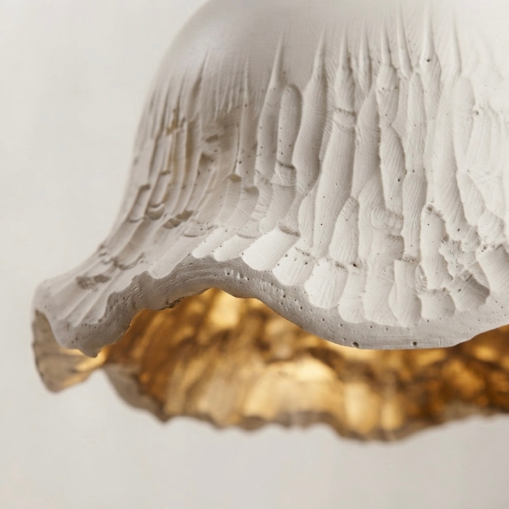 Rina Bell, Sculptural Travertine Vertical Ridged Pendant