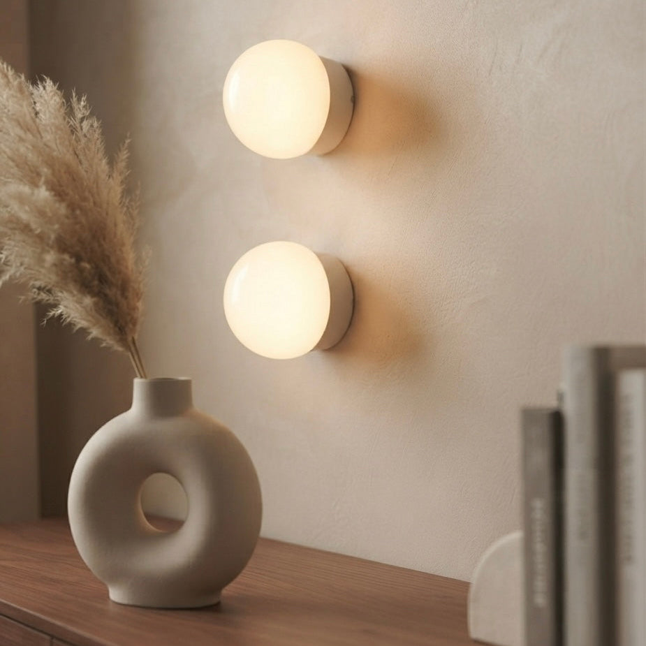 Raku Orbit, Circular, Modern, Travertine, Minimalist, Wall Light