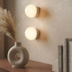 Raku Orbit, Circular, Modern, Travertine, Minimalist, Wall Light