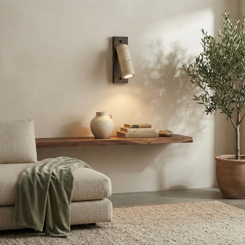 Miso Circle, Circular, Travertine, Minimalist, Japandi, Wall Light