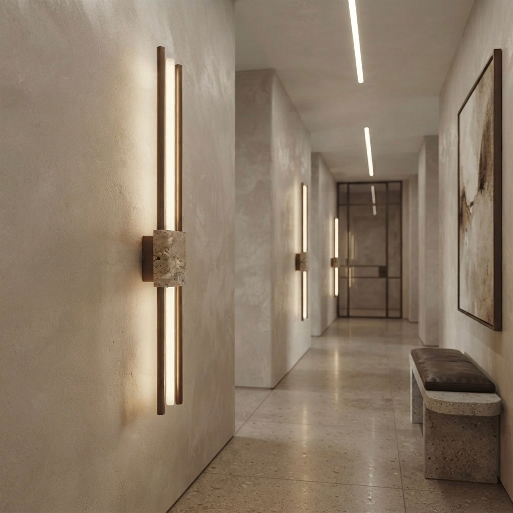 Zen Horizon, Linear, Architectural, Travertine, Contemporary, Statement