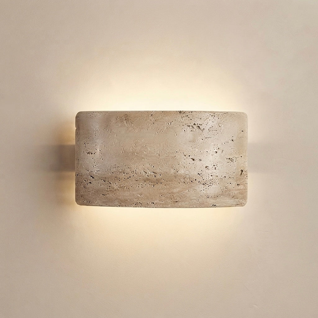 Noriko, Japandi, Travertine, Wall Light, Minimalist, Organic
