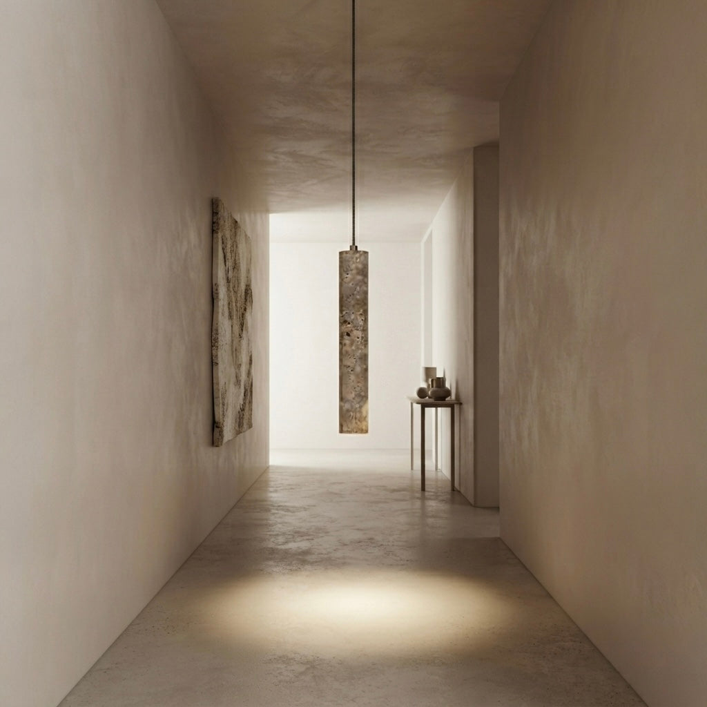 Rin Tube, Linear, Architectural, Travertine, Contemporary, Slim