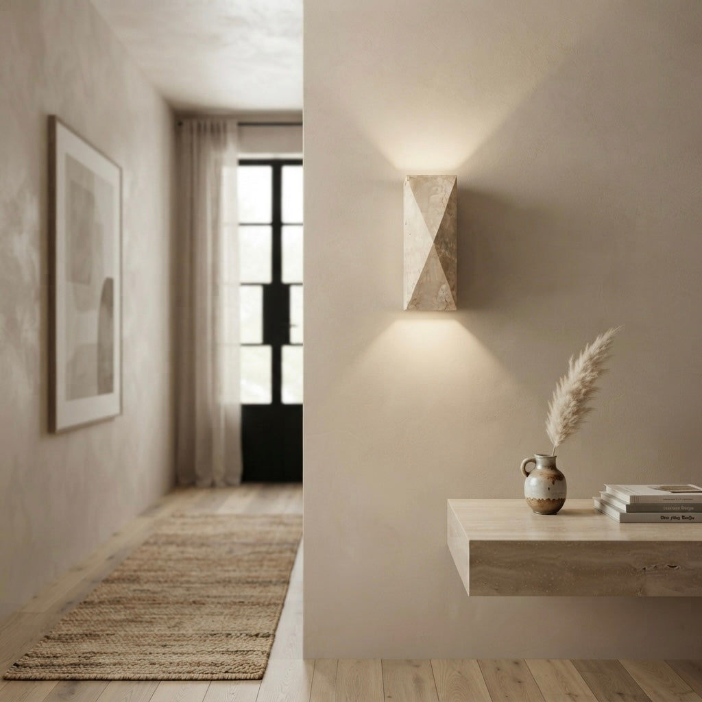 Kan, Japandi, Travertine, Wall Light, Minimalist, Organic