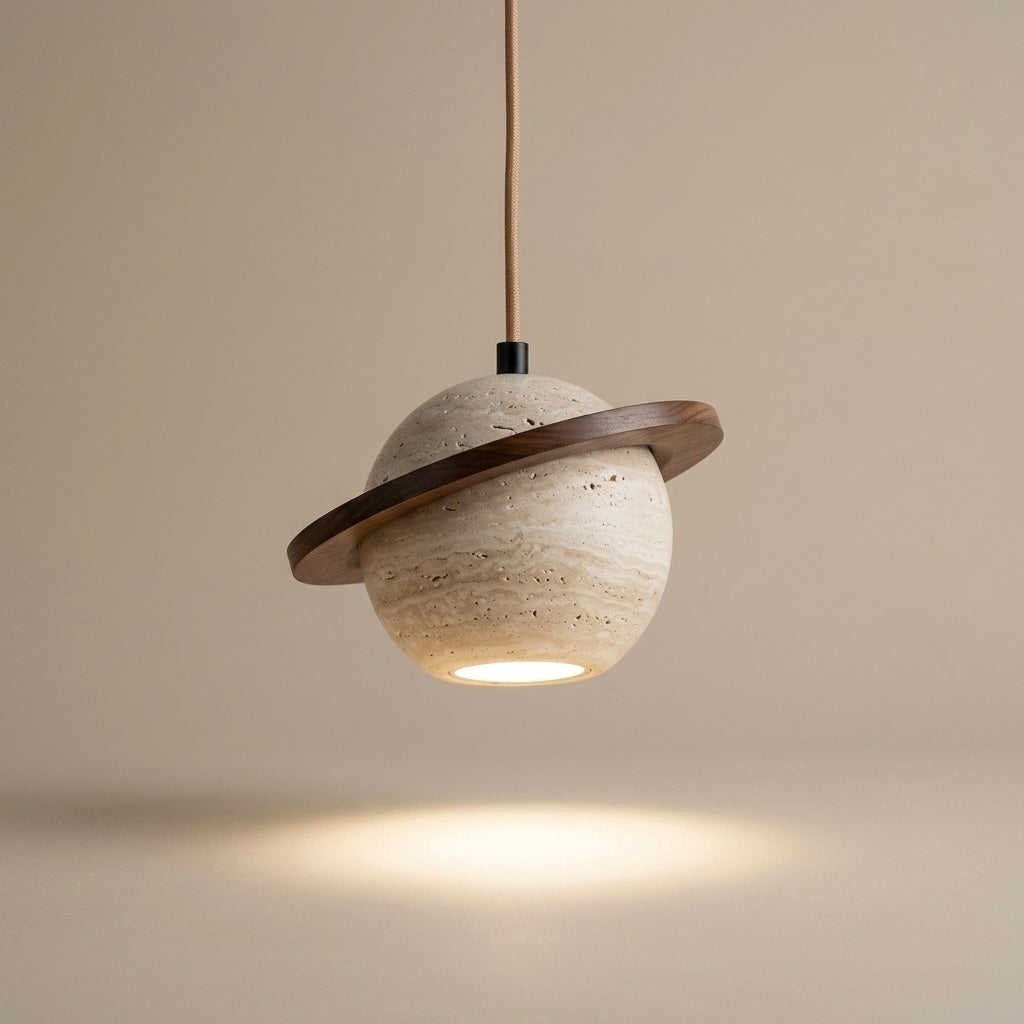 Seijaku Wave, Ambient, Minimalist, Pendant, Travertine, Boutique