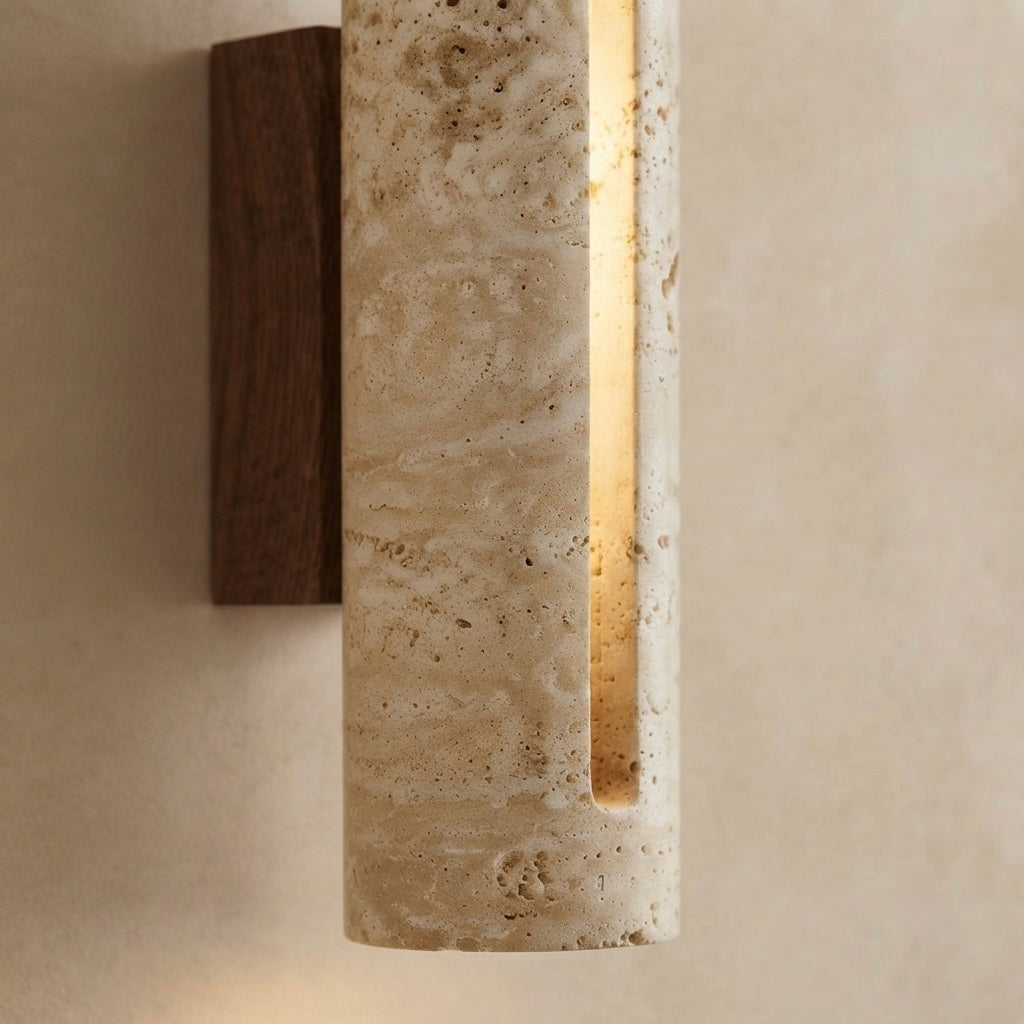 Hinokiya, Japandi, Travertine, Wall Light, Minimalist, Organic