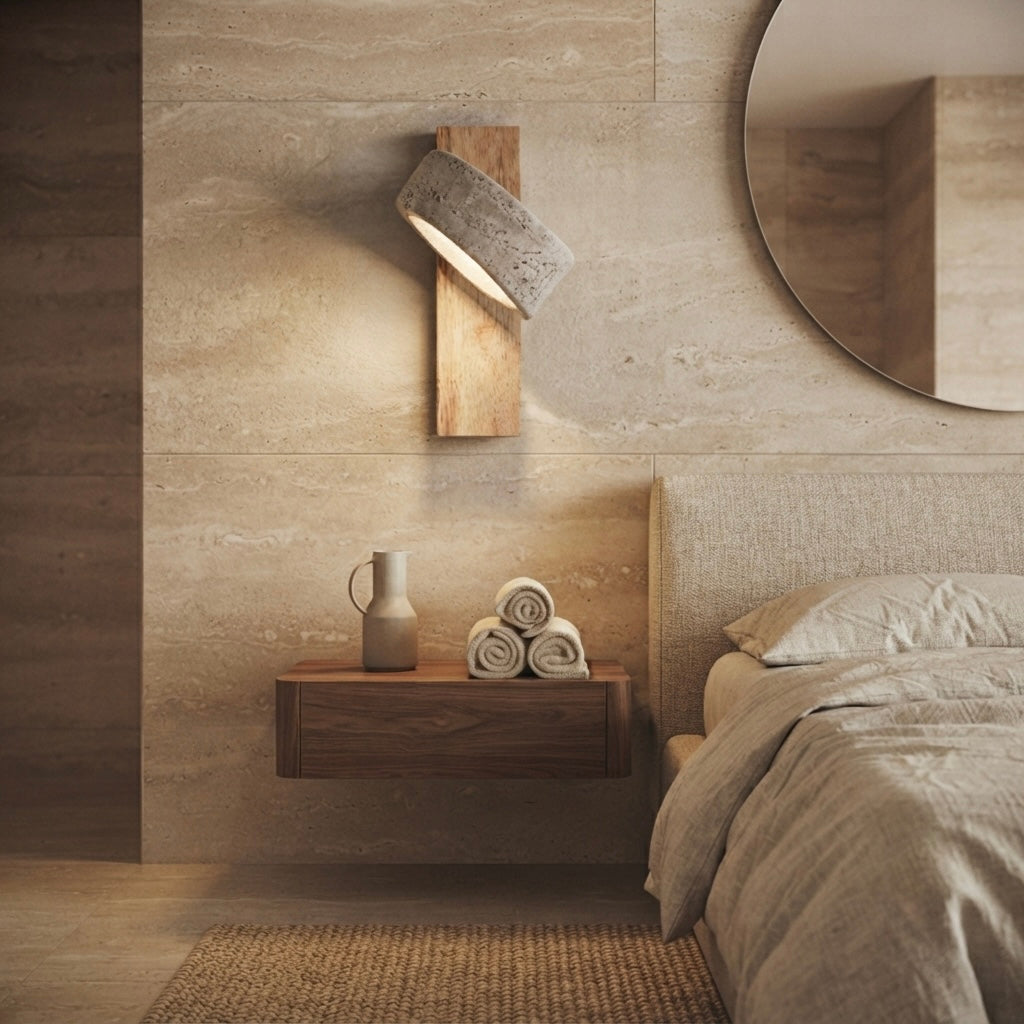 Itsuki, Architectural, Travertine, Wall Lighting, Contemporary, Earthy