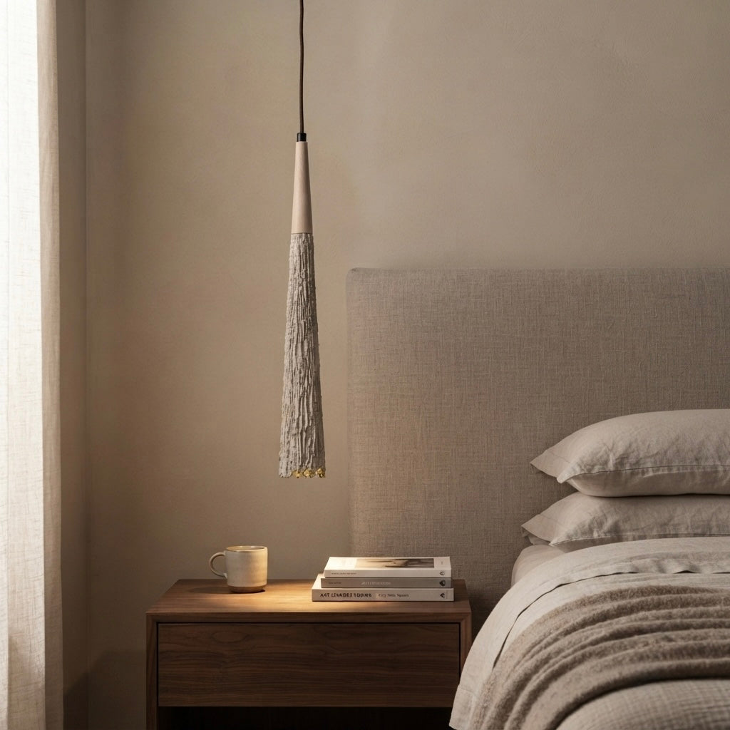 Kage, Japandi, Travertine, Pendant Light, Minimalist, Organic