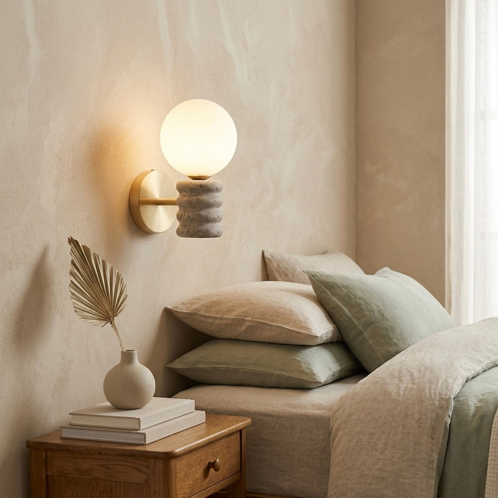 Misora, Architectural, Travertine, Wall Lighting, Contemporary, Earthy