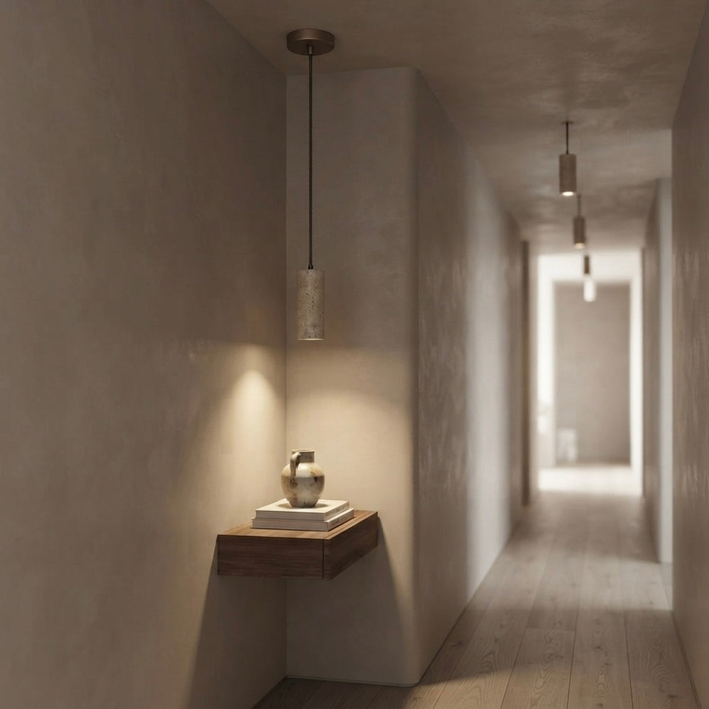 Takí Slim, Slender, Architectural, Travertine, Pendant, Modern