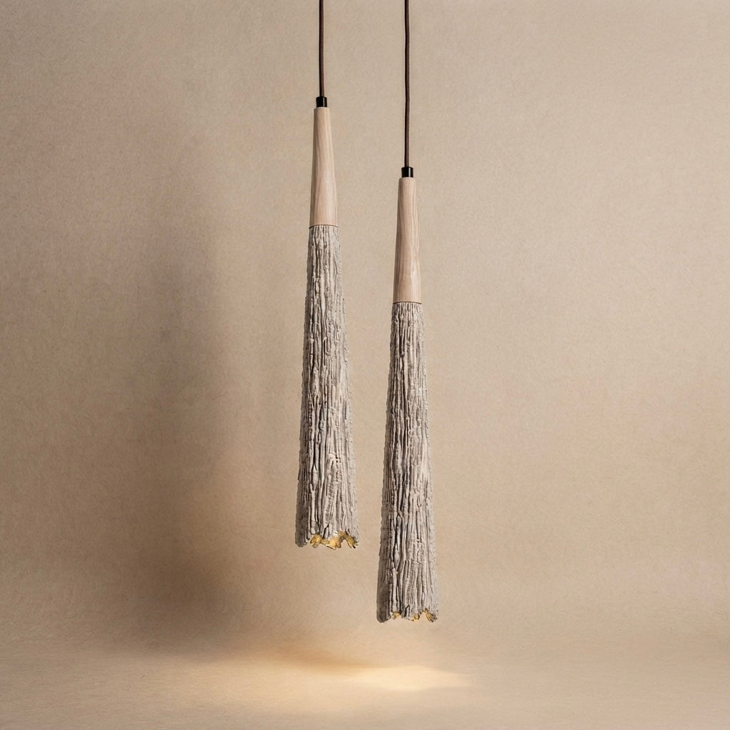 Kage, Japandi, Travertine, Pendant Light, Minimalist, Organic