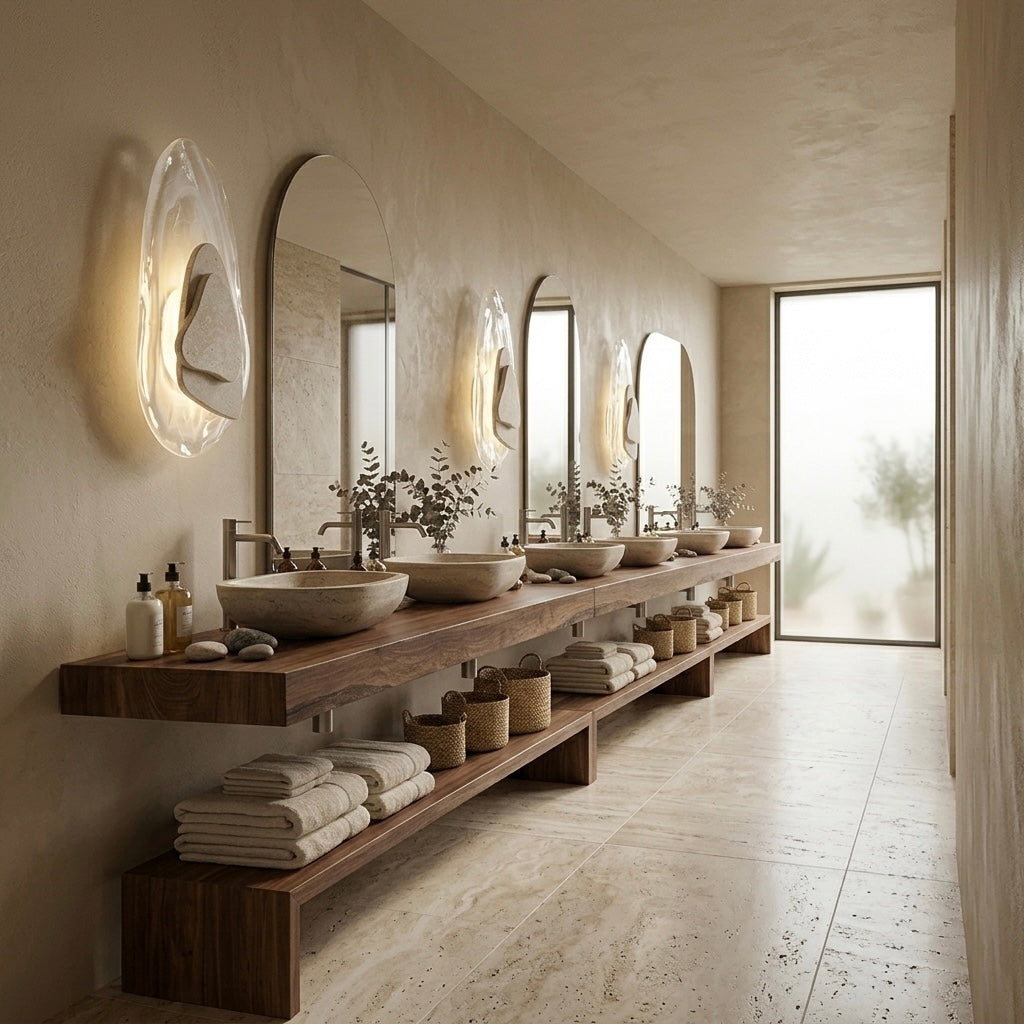 Zentai, Japandi, Travertine, Wall Light, Minimalist, Organic