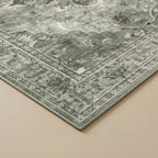 Soren Sage Medallion Distressed Traditional Persian Living Rug