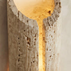 Kaya Round, Round, Travertine, Modern, Japandi, Wall Sconce