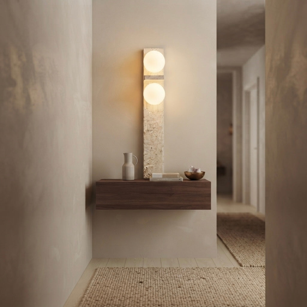 Kenji, Architectural, Travertine, Wall Lighting, Contemporary, Earthy