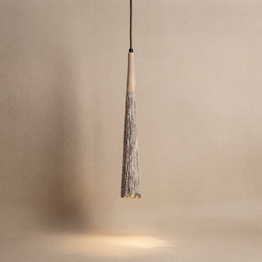 Kage, Japandi, Travertine, Pendant Light, Minimalist, Organic