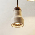 Kaito Stepped, Architectural Travertine Wood Tiered Pendant
