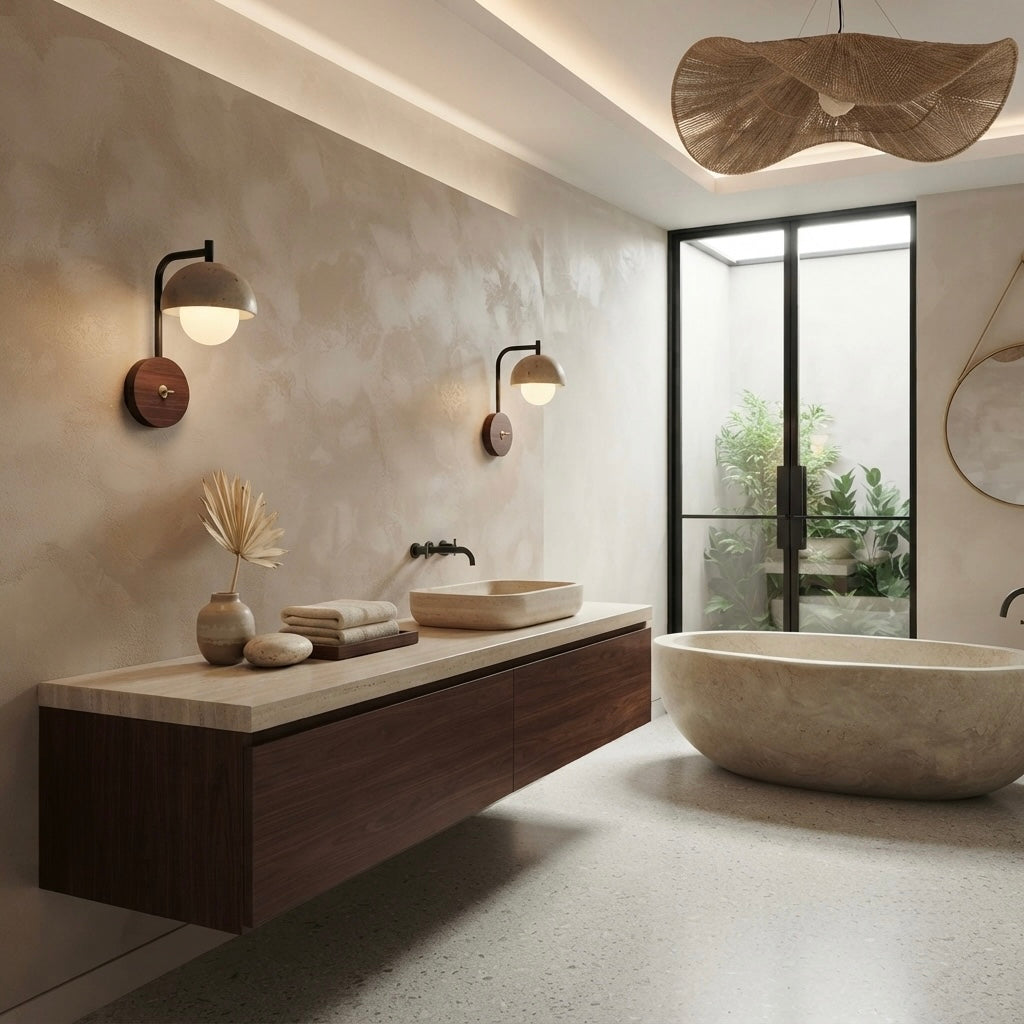 Yuzu Pillar, Vertical, Architectural, Travertine, Statement, Modern
