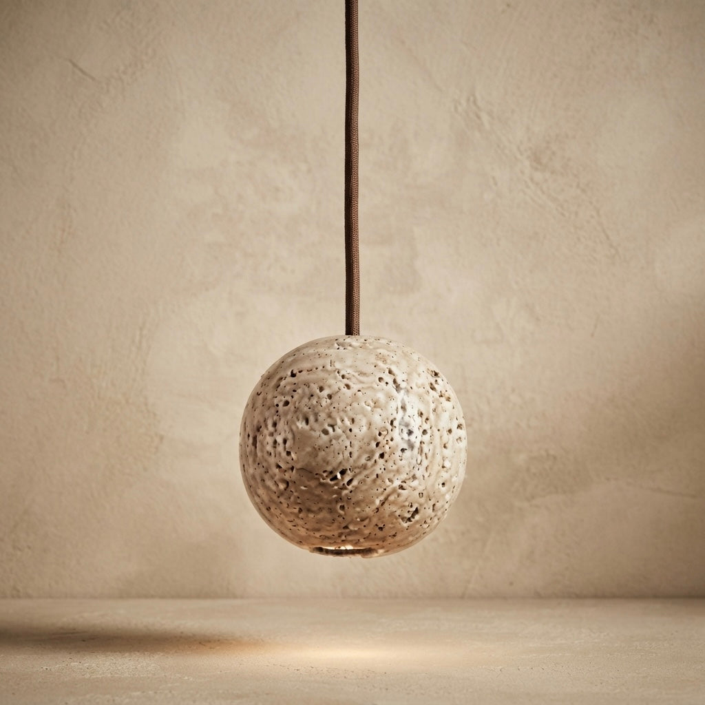 Saki, Architectural, Travertine, Pendant, Contemporary, Earthy