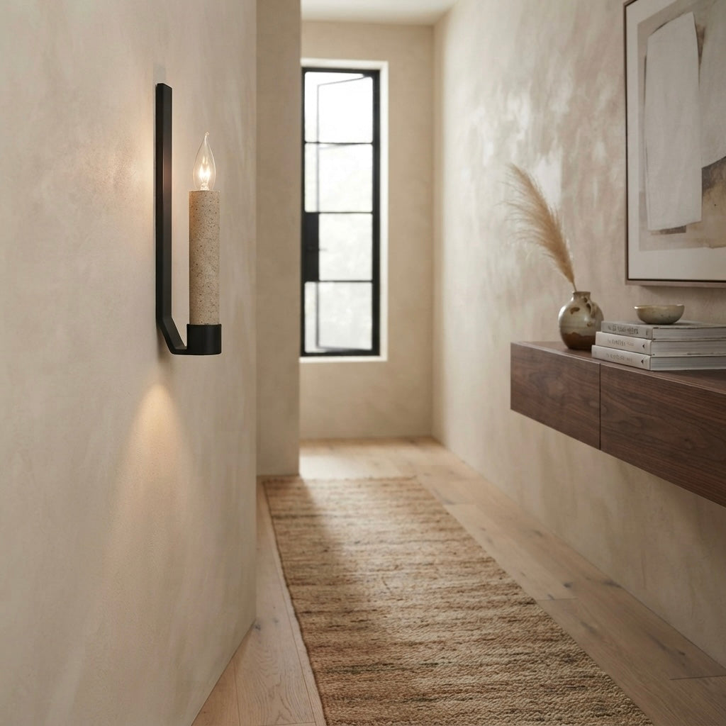 Kin, Japandi, Travertine, Wall Light, Minimalist, Organic