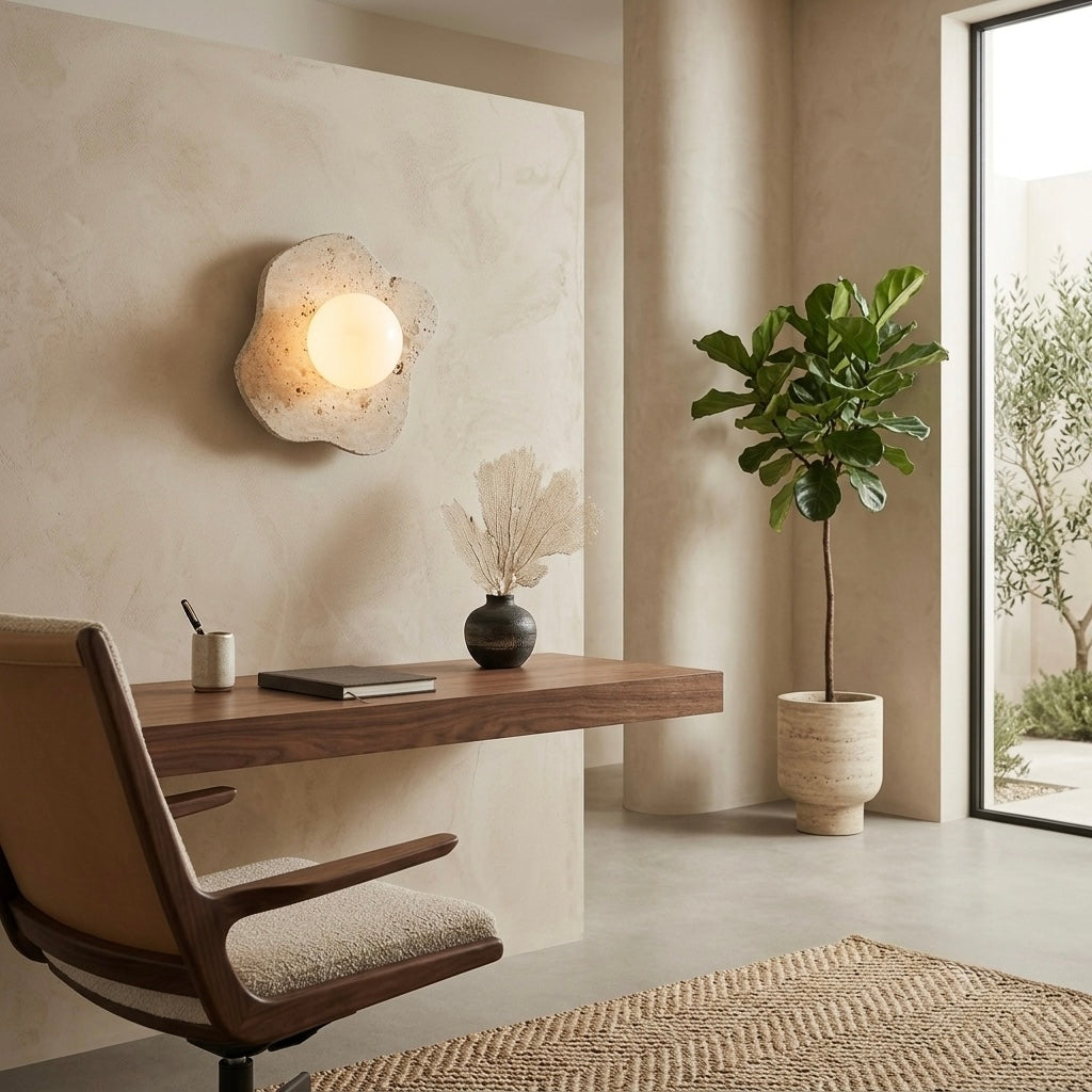 Yuge, Sculptural, Japandi, Sconce, Natural, Stone