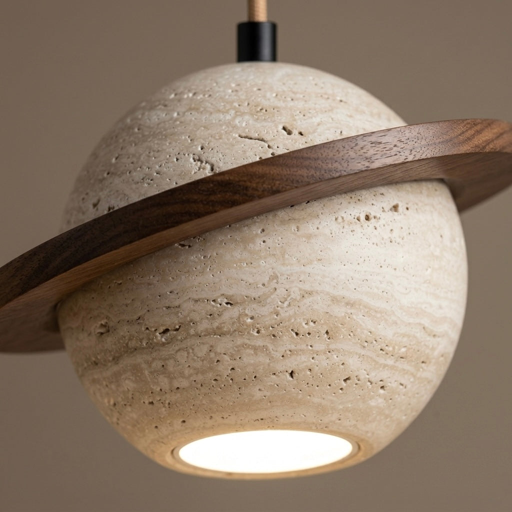 Seijaku Wave, Ambient, Minimalist, Pendant, Travertine, Boutique