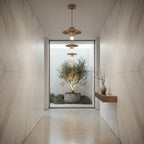Sora Disc, Minimalist, Japandi, Pendant Light, Travertine, Wood