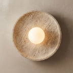 Ume Eclipse, Circular, Wall Sconce, Travertine, Ambient, Modern