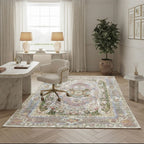 Elora Vintage Botanical Pink Floral Persian Style Rug