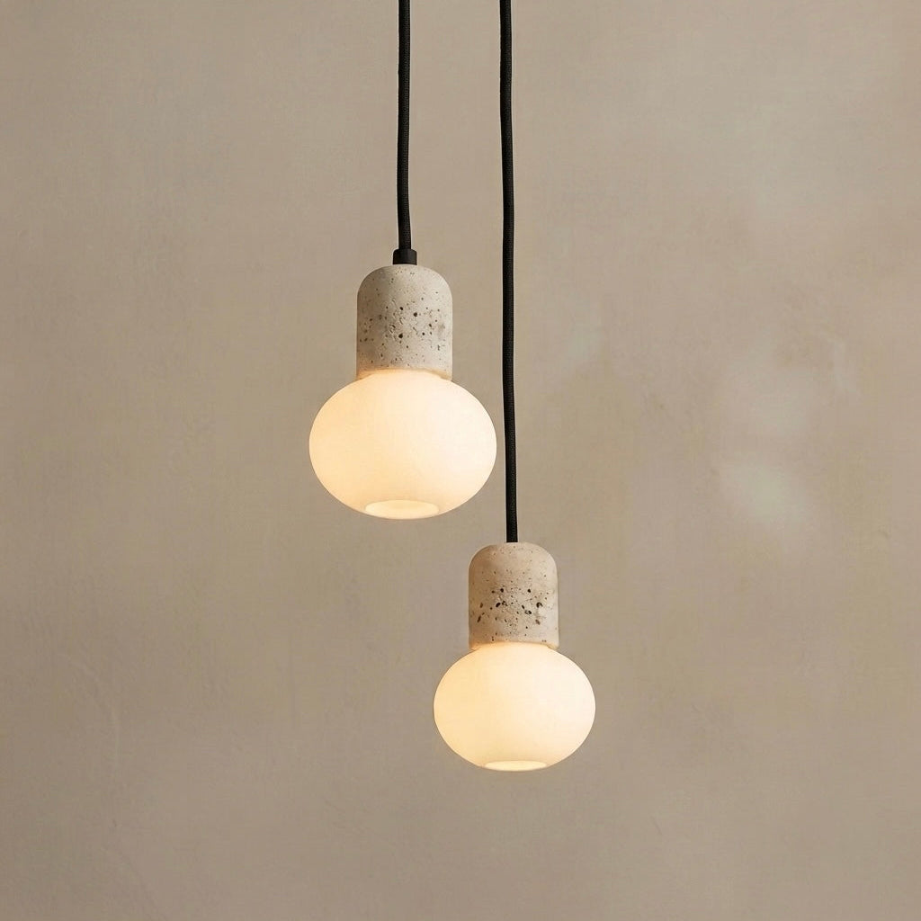 Yuki Cup, Small, Elegant, Travertine, Modern, Pendant Light