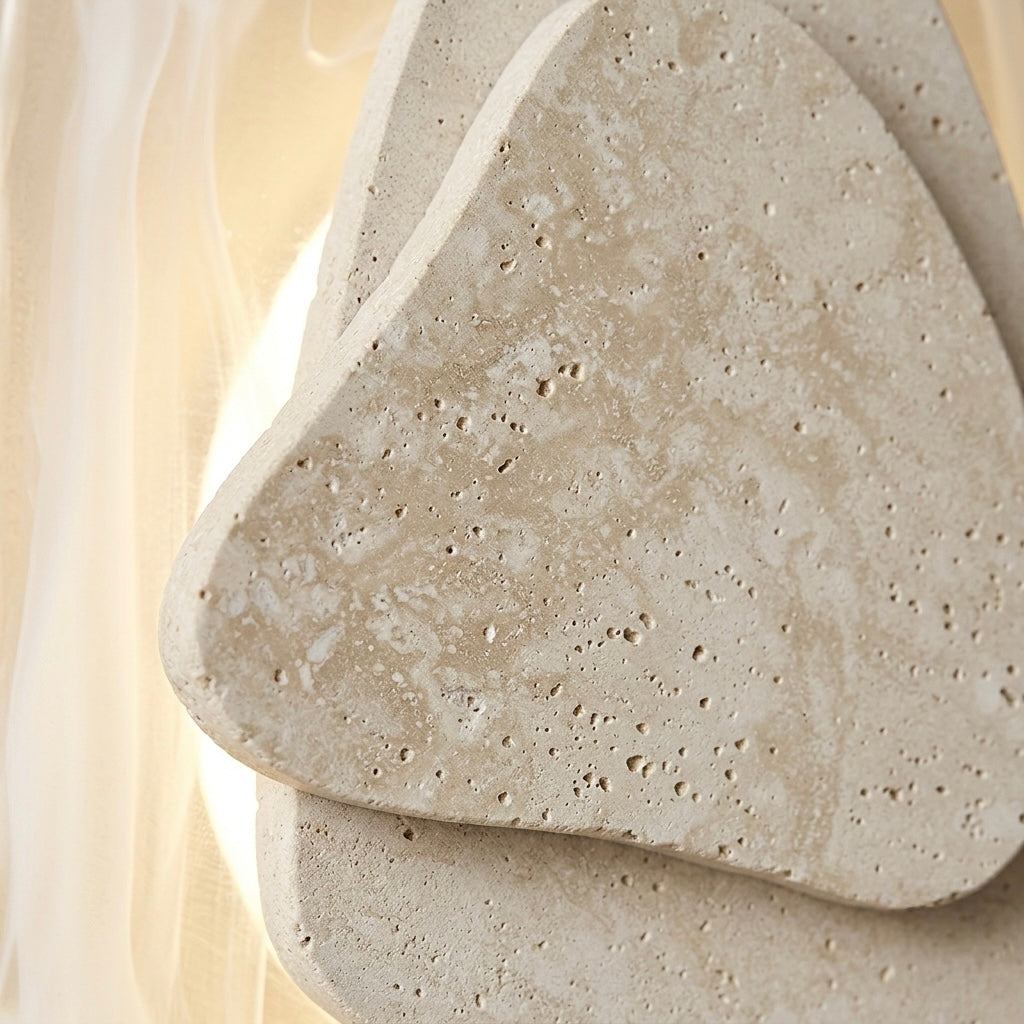 Zentai, Japandi, Travertine, Wall Light, Minimalist, Organic