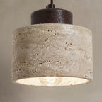 Nami Cylinder, Vertical, Minimalist, Travertine, Pendant, Japandi