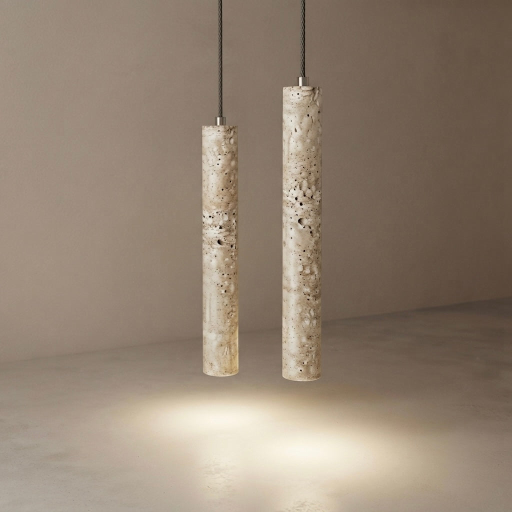 Rin Tube, Linear, Architectural, Travertine, Contemporary, Slim
