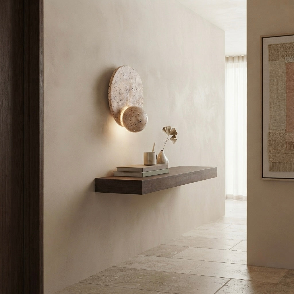 Renzu, Ambient, Minimalist, Wall Light, Travertine, Boutique