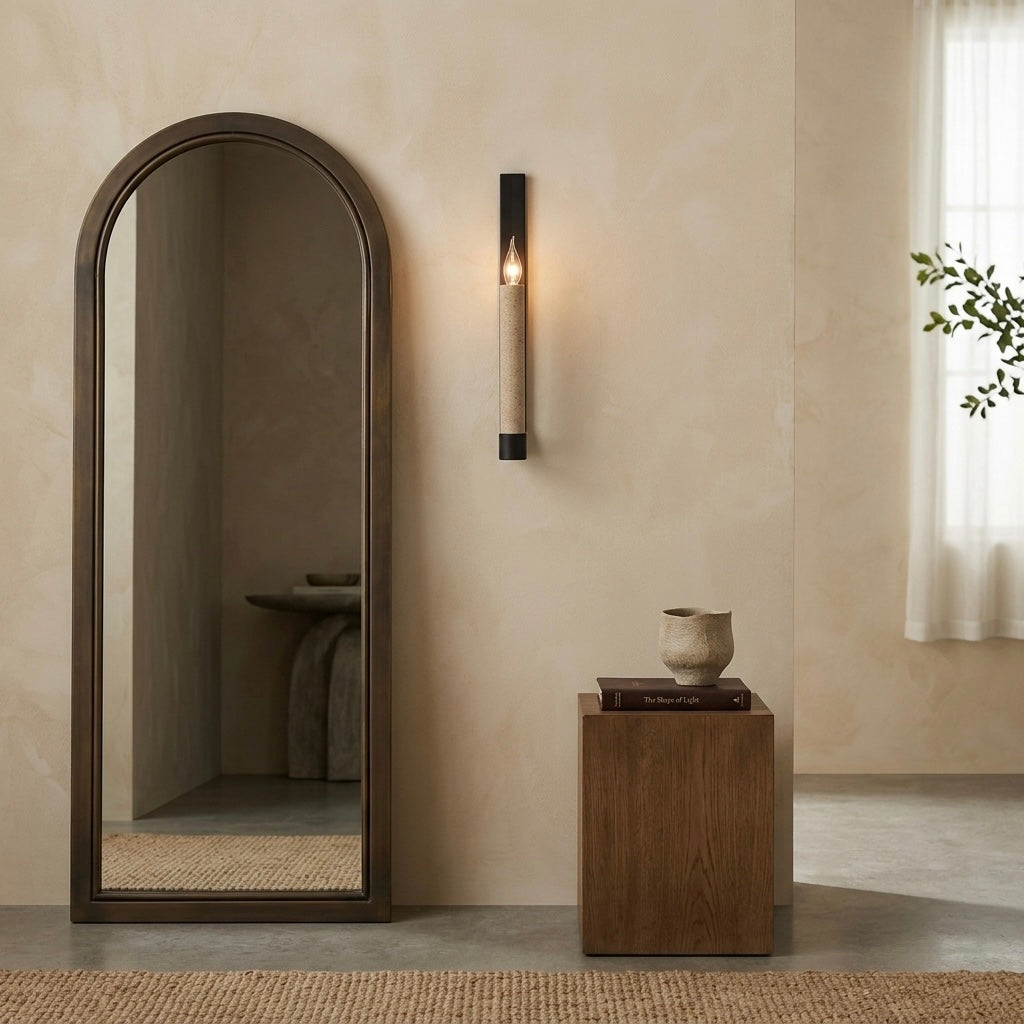 Kin, Japandi, Travertine, Wall Light, Minimalist, Organic