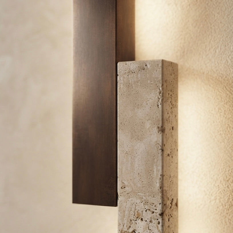 Obi Sconce, Tall, Architectural, Travertine, Slim, Contemporary