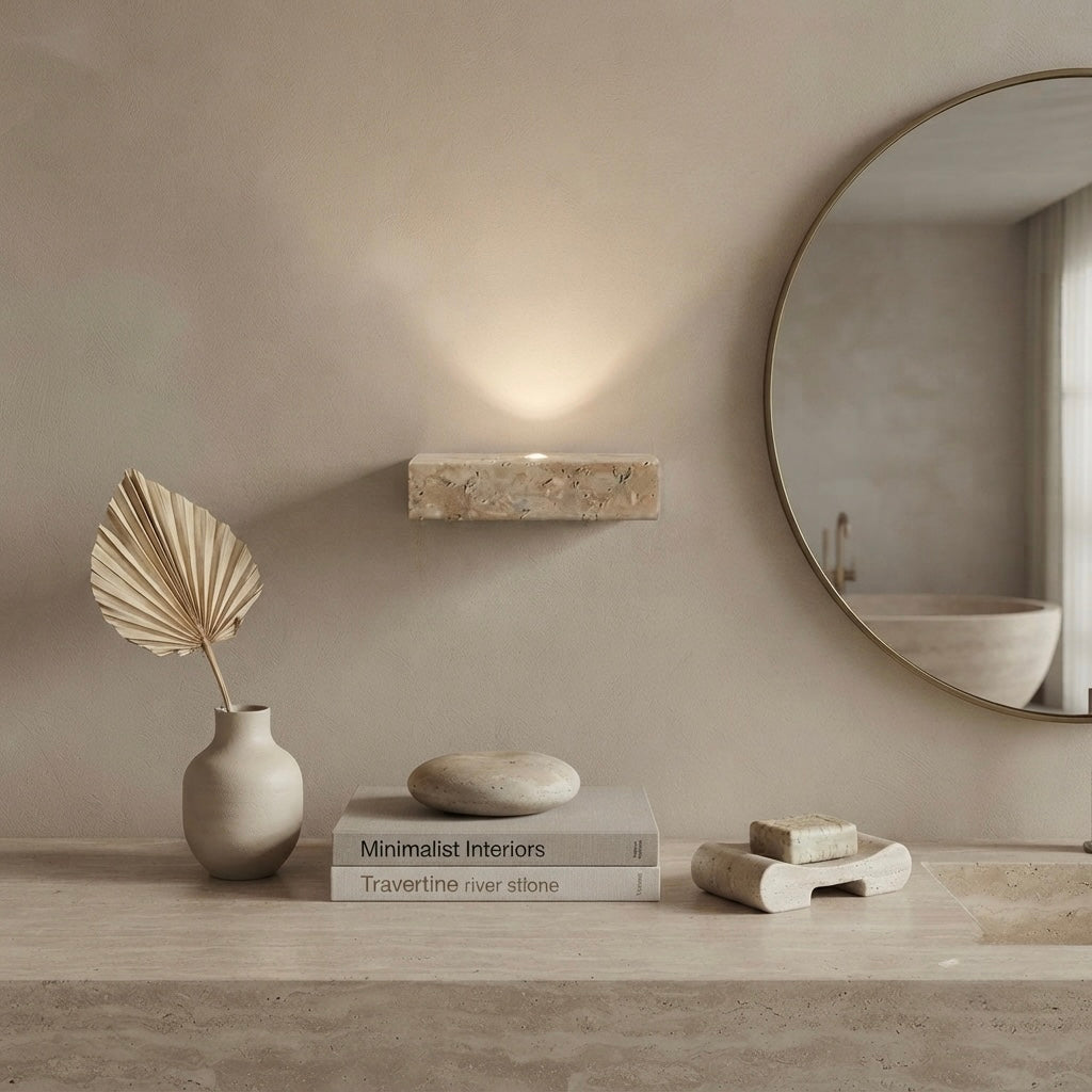 Solstice Globe, Globe, Travertine, Contemporary, Elegant, Wall Lighting