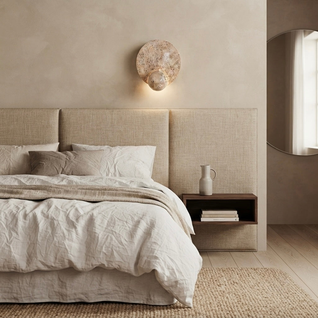 Renzu, Ambient, Minimalist, Wall Light, Travertine, Boutique