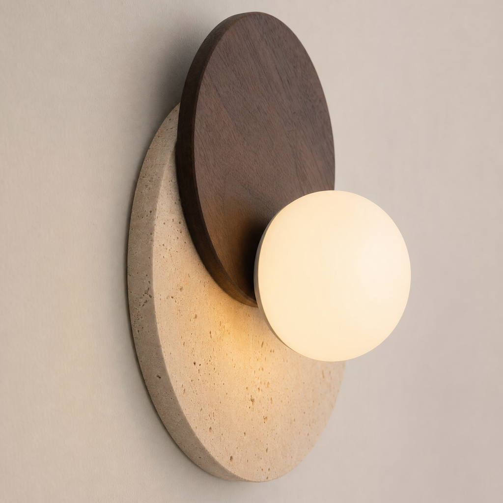 Disc Sconce, Circular Earthy Elegant Wabi-Sabi Diffused Light